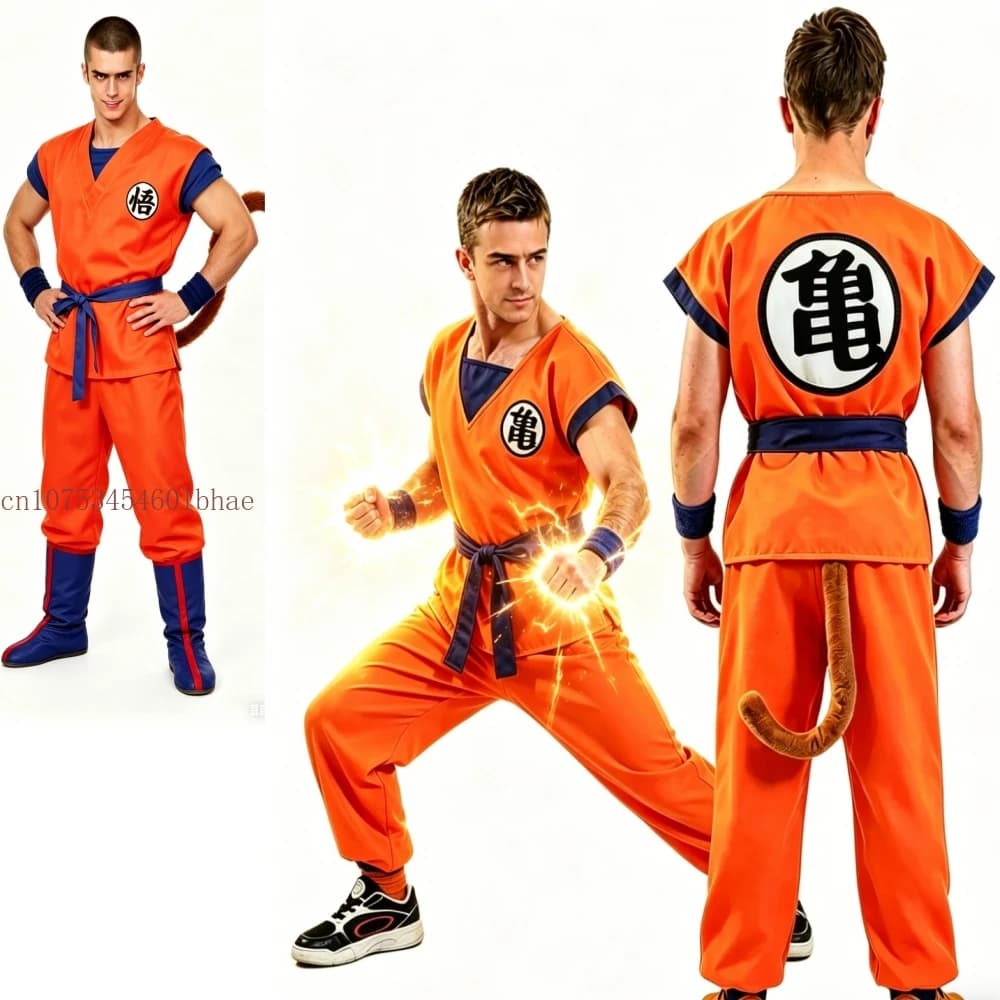 Costume Cosplay Anime Z per Bambini e Adulti, Tuta Supereroe Giapponese Son Goku per Uomini e Ragazzi, Outfit Saiyan per Halloween