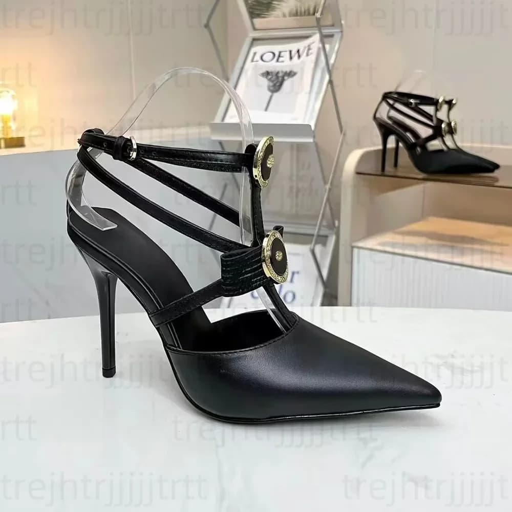 Sandali Gladiatore in Pelle Bovina con Tacco Conico 10,5 CM, Scarpe Eleganti con Punta Affusolata, Calzature di Lusso da Donna per Feste ed Eventi