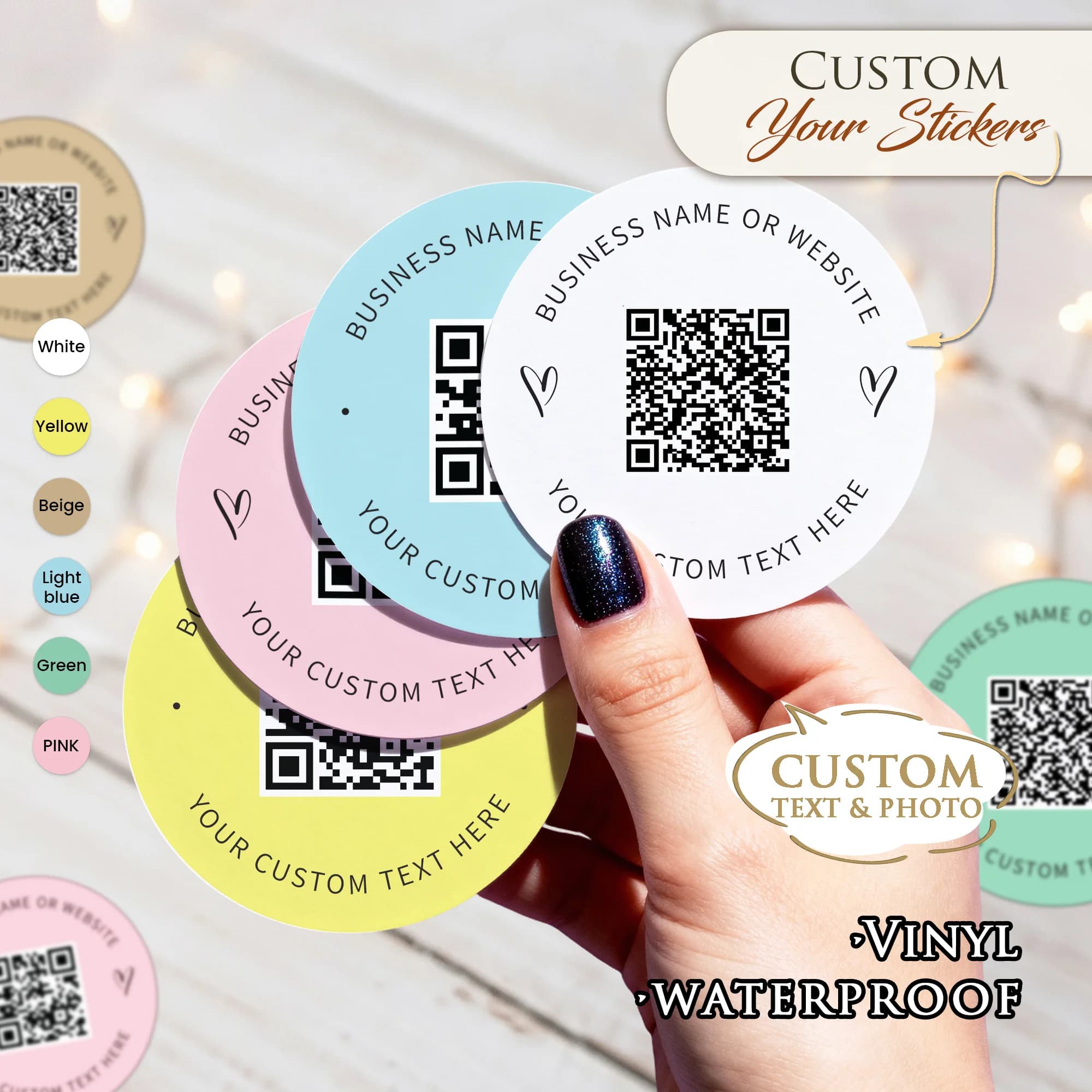 Adesivi Personalizzati con Codice QR, Etichette in PVC Impermeabili Rotonde, Adesivi Personalizzati per Laptop, Feste di Compleanno, Matrimoni, Attività Commerciali