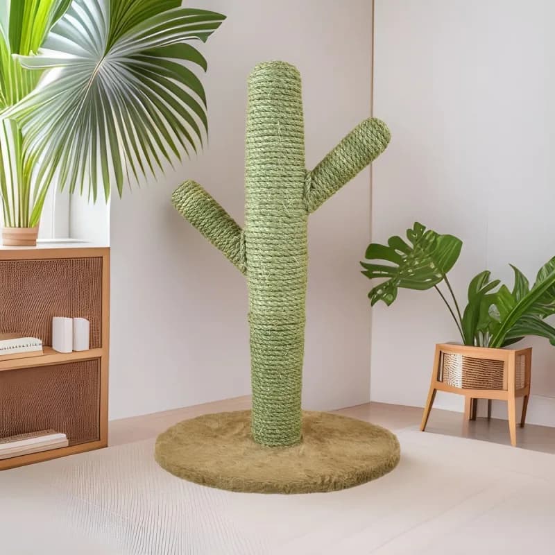 High Quality Solid Wood Cactus Cat Tree, Sisal Scratching Post Cat Perch Jump Platform Pet Decor