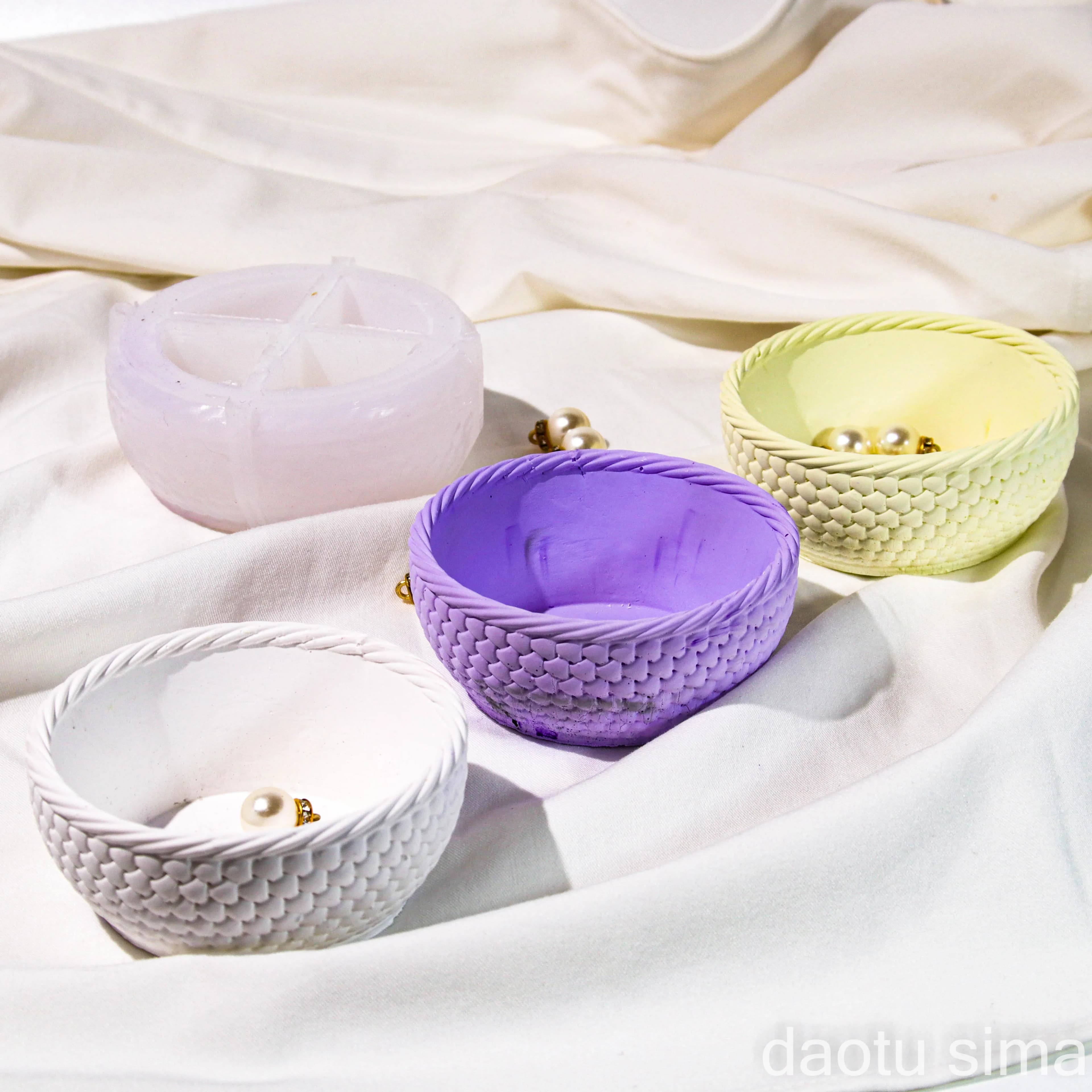 3D Silicone Molds for Pots Woven Baskets Design Simple Vase Epoxy Resin Planters Plaster Candle Cup Novelties 2024 Silicone Mold