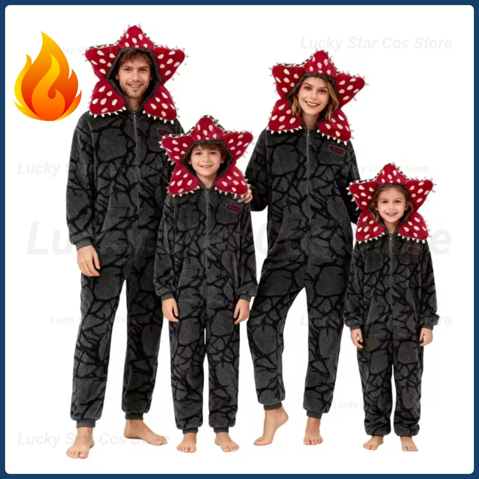 Pajamas With Plant Design Flannel Fabric Onesie For Boys Girls Soft Stranger Christmas bathrobe Jumpsuit Cosplay Party bathrobe