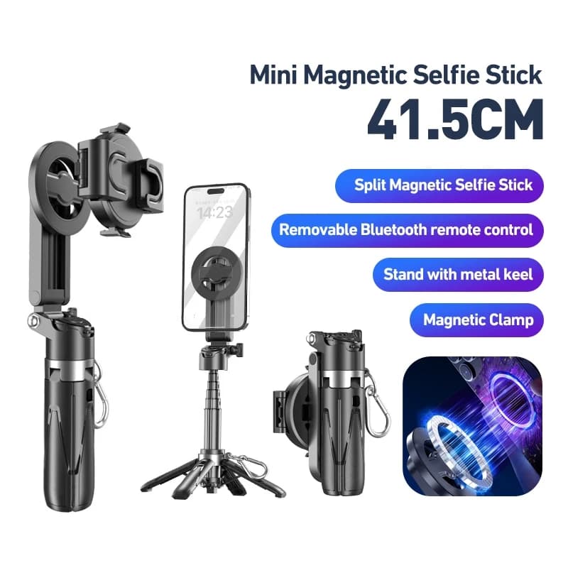 Bastone selfie telescopico per telefono magnetico 2 in 1 Supporto per treppiede portatile Impugnatura multifunzionale per smartphone per HUAWEI XIAOMI SAMSUNG