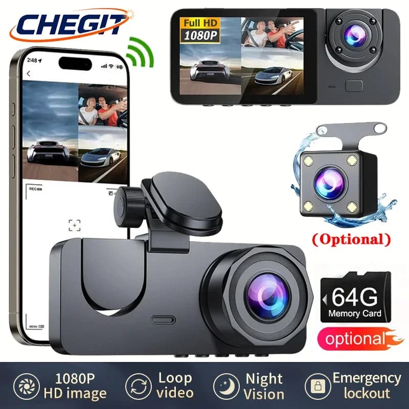 Dash Cam for 2/3-channel car DVR Car Camera HD 1080P Video Camera Control app Night vision Grandangle for car accessories