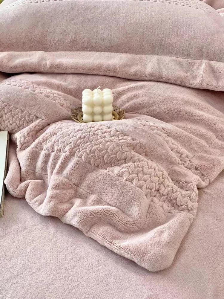 Set Quattro Pezzi in Velluto di Latte Invernale, Copripiumino in Velluto Corallo a Doppia Faccia, Semplice Set di Biancheria da Letto in Flanella per Bambini
