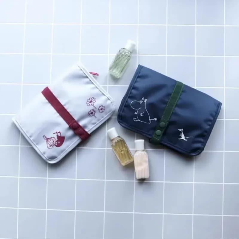 Kawaii Anime Moomins Series Creativity Toiletry Bag Cartoon Role Printing Pattern Portable Hangable Foldable Travel Storage Bag