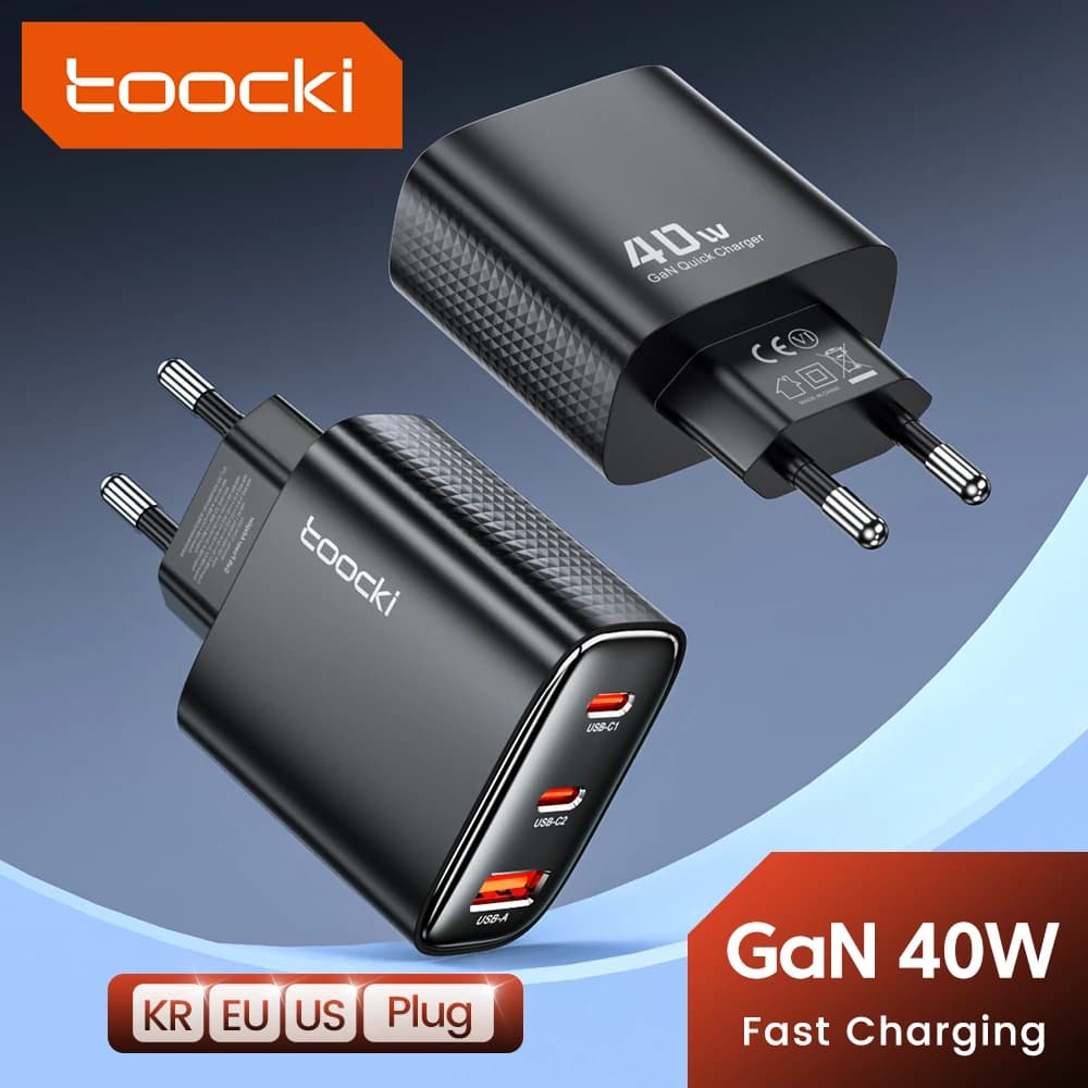Toocki Caricatore 40W Caricatore per telefono GaN Caricatore USB tipo C a ricarica rapida per iPhone 15 14 13 12 Pro Max iPad Samsung S24 S23 Xiaomi