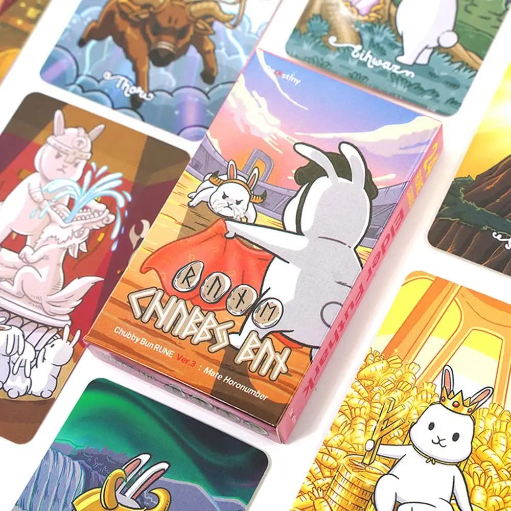 Mazzo di divinazione dei tarocchi delle carte dell'oracolo del coniglio Chubby Bun Rune Ver.3