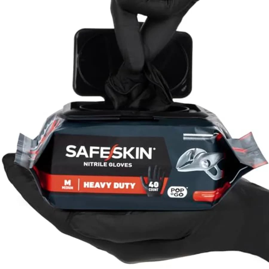 Guanti monouso SAFESKIN in nitrile resistente, senza lattice, confezioni da 40/160/1600, guanti neri per preparazione alimenti, pulizia, meccanica