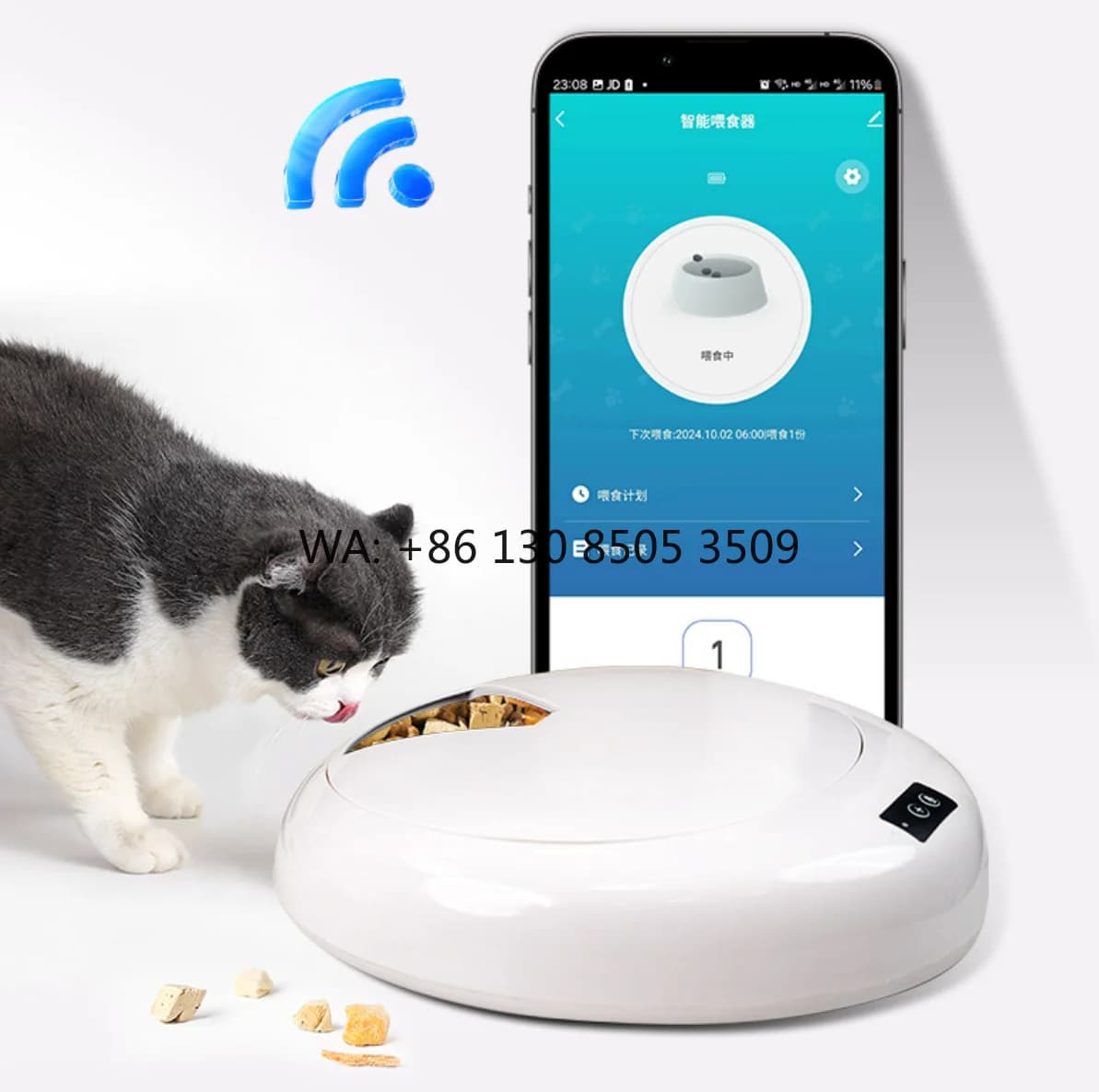 Distributore Automatico Intelligente di Cibo per Animali Domestici 6L, Ciotole in Plastica Ecologica per Cani e Gatti, Controllo Tramite App Tuya, Ricaricabile, Portatile, con Timer per l'Alimentazione Lenta e Amorosa