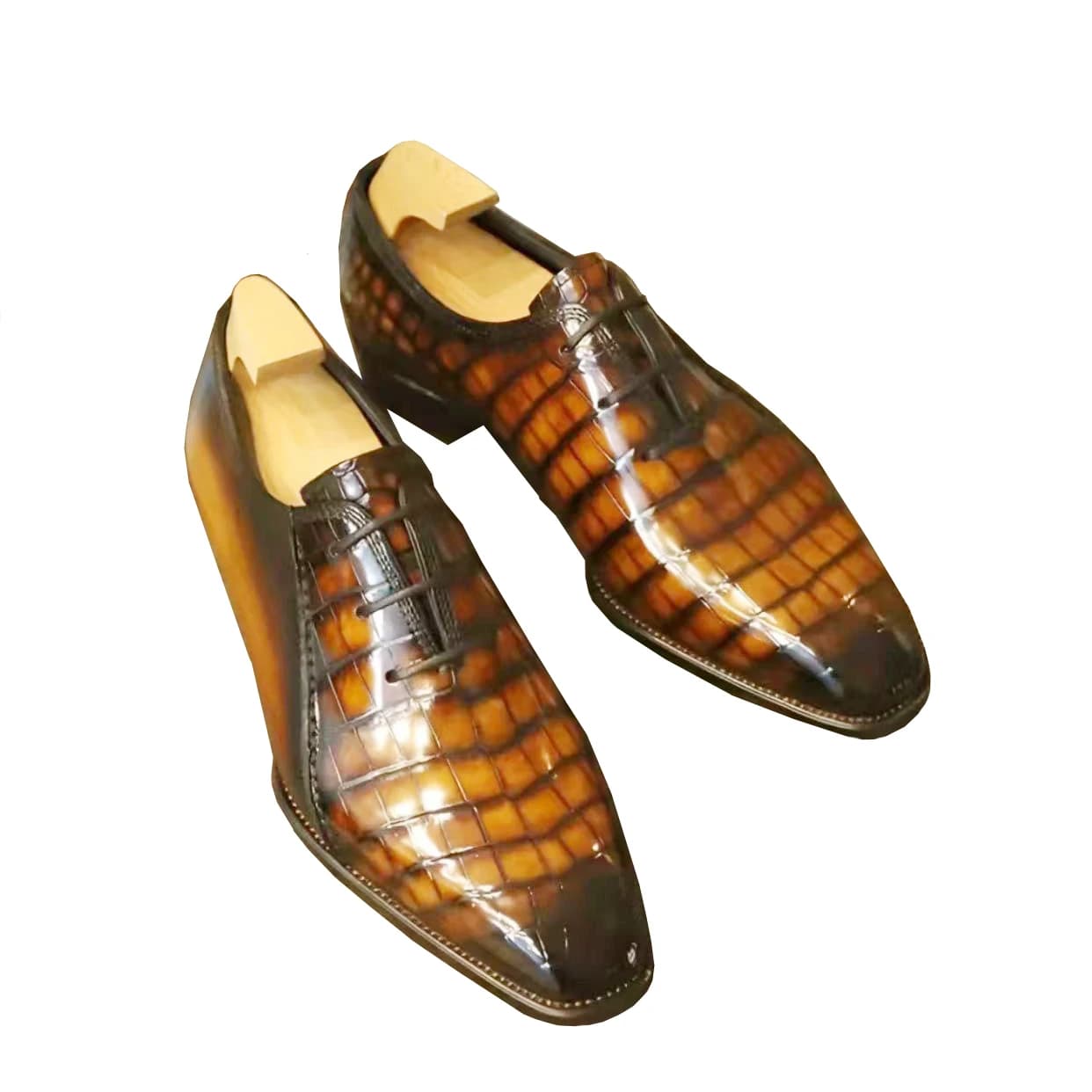 Yingshang nuove scarpe eleganti da uomo, scarpe da uomo in pelle di coccodrillo, scarpe da cerimonia, scarpe da ufficio, scarpe colorate effetto spazzolato