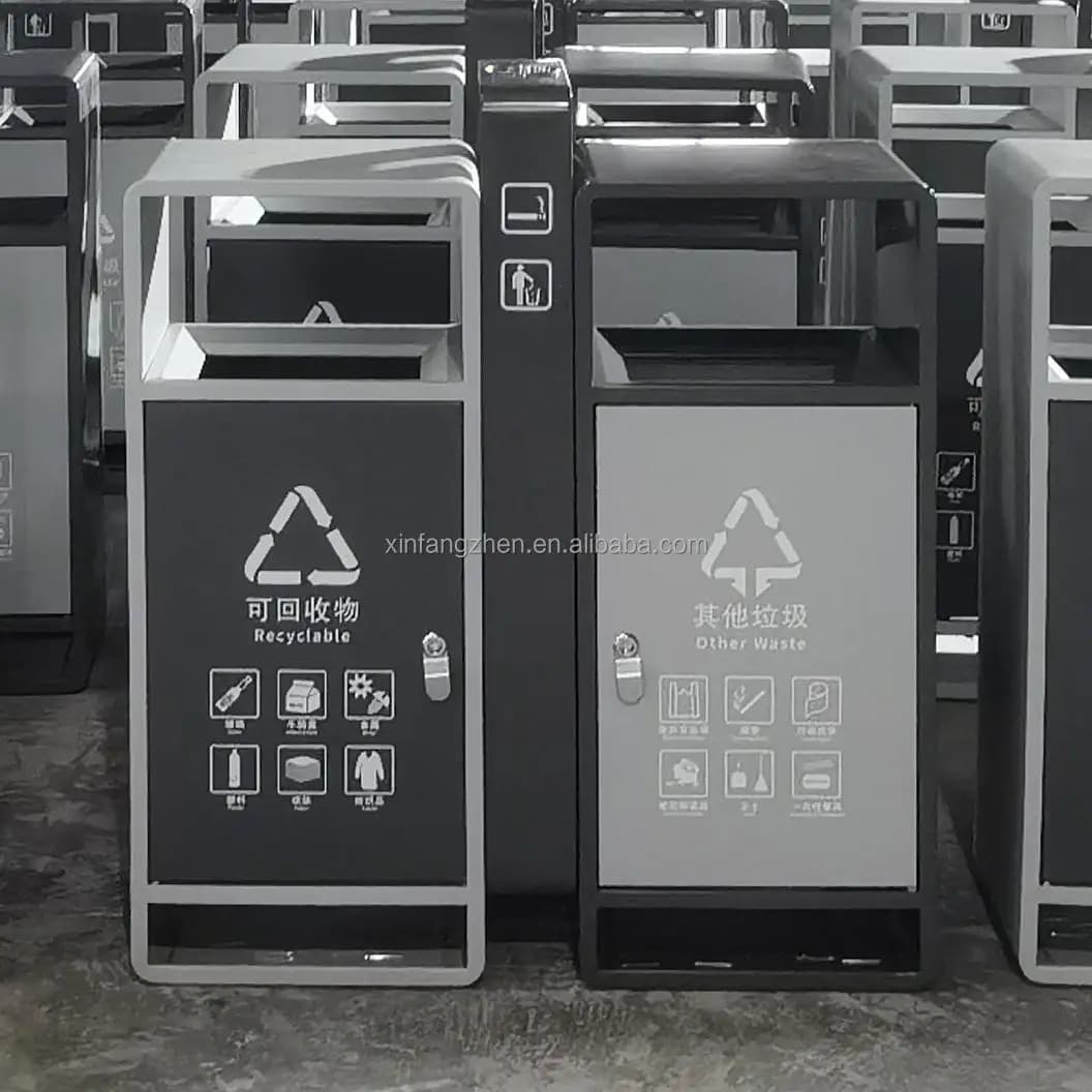 Outdoor Use Classification Stainless Steel Basket Outdoor Waste Segregation Bin for Outdoor with Lid Metal Smart Waste Bins