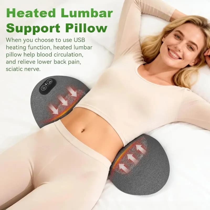 3 in 1Lumbar Massager Support Pillow - Lower Back Massager with Heat,Vibration,Support Pillow for Lower Back Pain Relief