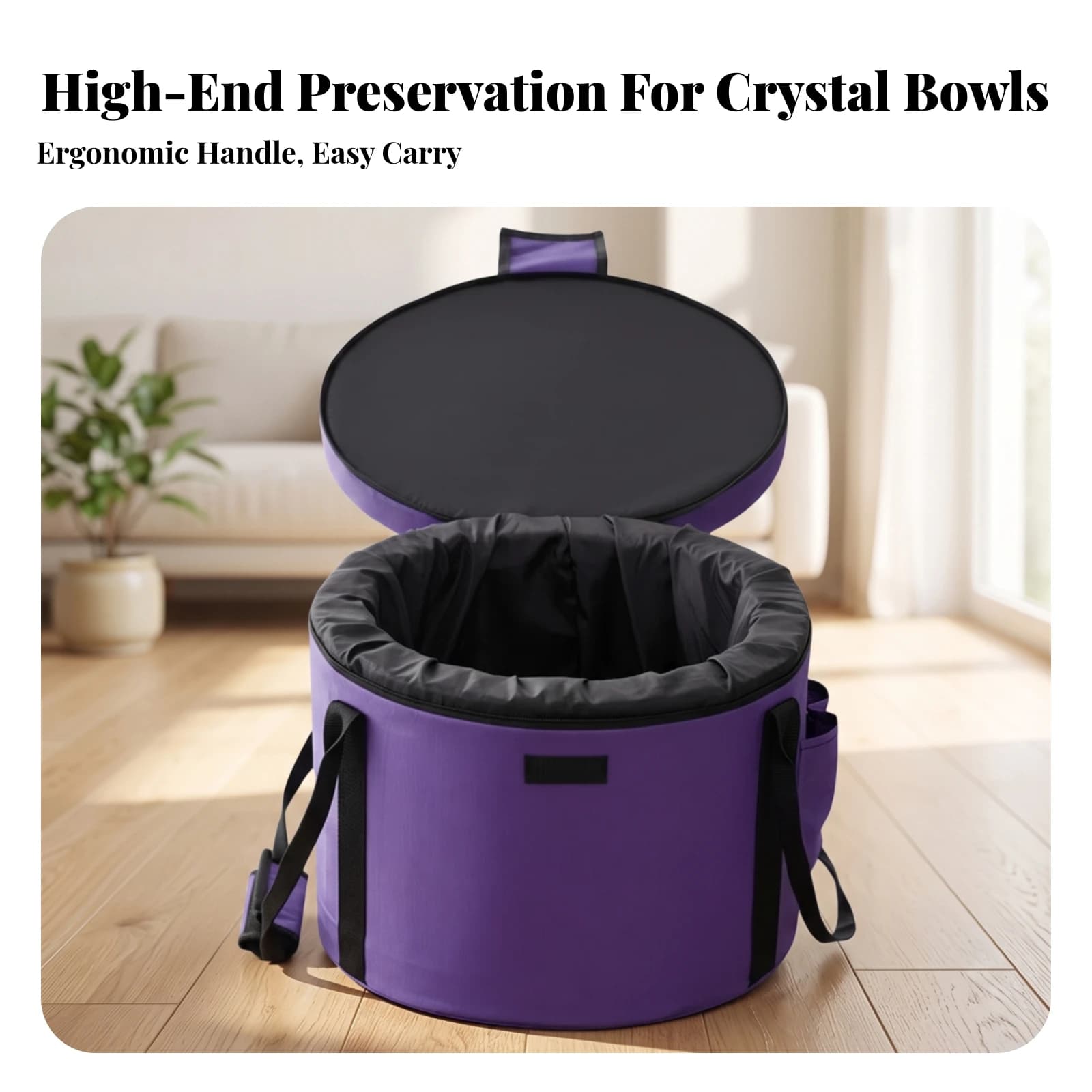 Singing Bowl Bag Cylindrical Padded Singing Bowl Bag Heavy-Duty Thickened for Sound Healers, Home Storage