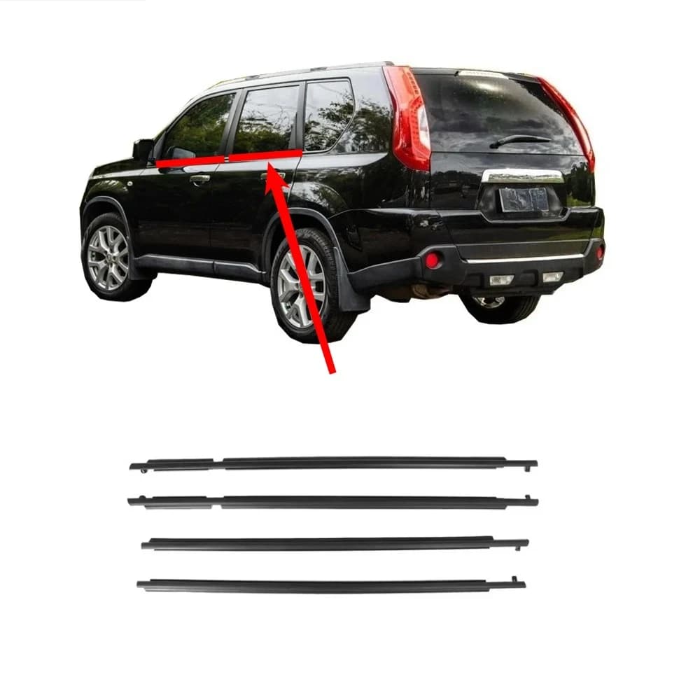 4 pezzi di tenuta in gomma per finestre esterne per Nissan X-Trail T31 2008-2013 80821-1DA0A protezione in vetro per finestre strisce meteorologiche