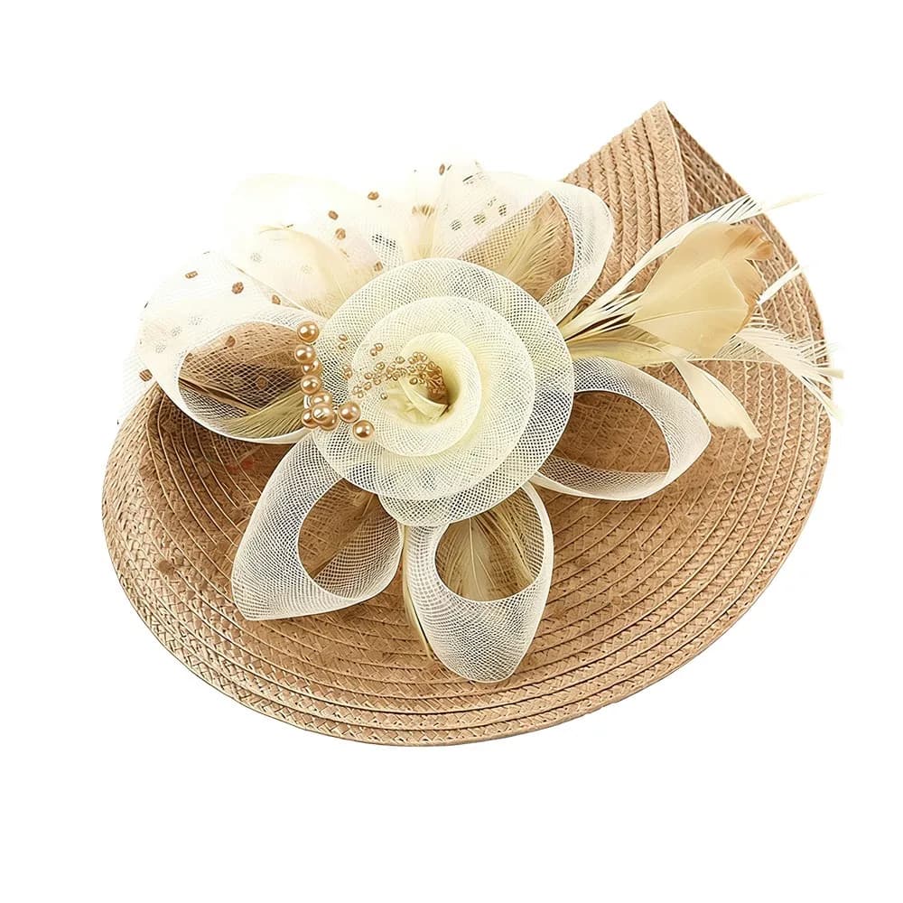 New Mesh Ribbons Fascinator Caps Flower Feather Elegant Hair Drop Fascinator Hat Headwear Bridal Wedding
