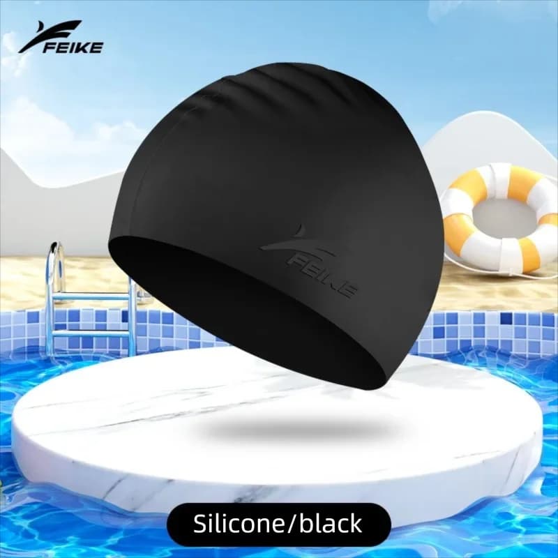 Feike Swim cap for adults, long hair, silicone, multicolor, anti-slip, hair protection