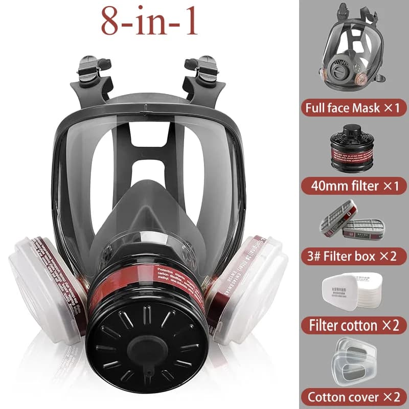 Full Face Gas Respirator Mask, Gas Masks with Activated Carbon Filter Against Gases,Dust,Organic Vapor