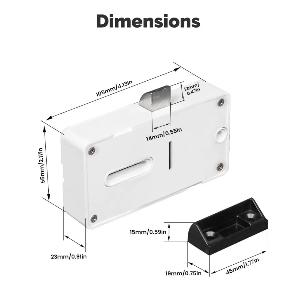 Serratura intelligente per cassetto dell'armadio compatibile con Tuya IC Card NFC fino a 250 utenti, in plastica ABS bianca, per casa e ufficio