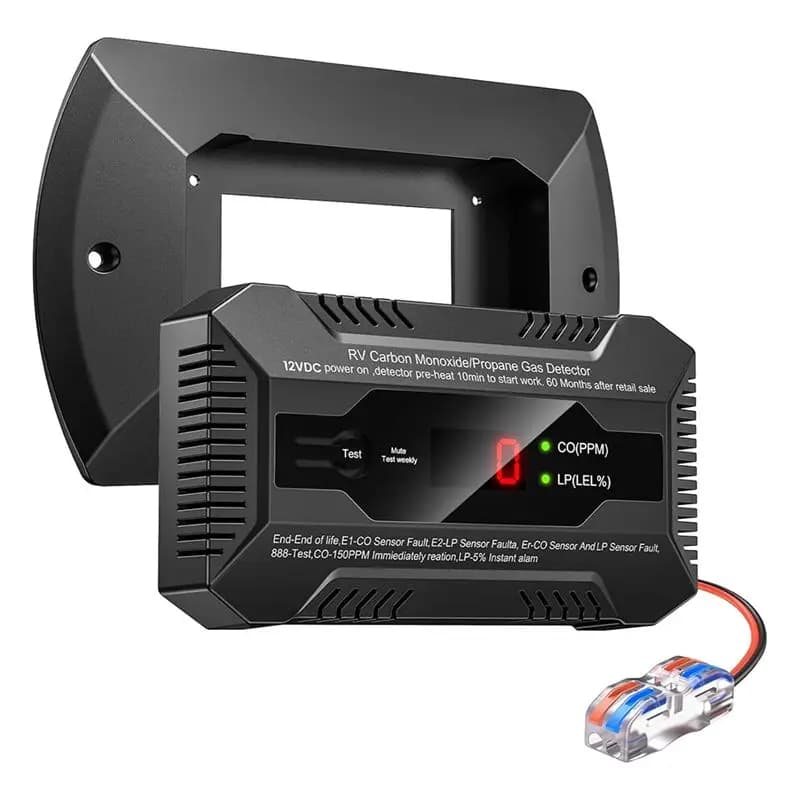 Rilevatore di monossido di carbonio e propano per camper con staffa Doppio allarme gas LP/CO per camper e uso domestico-12V DC RV propano-ABQA