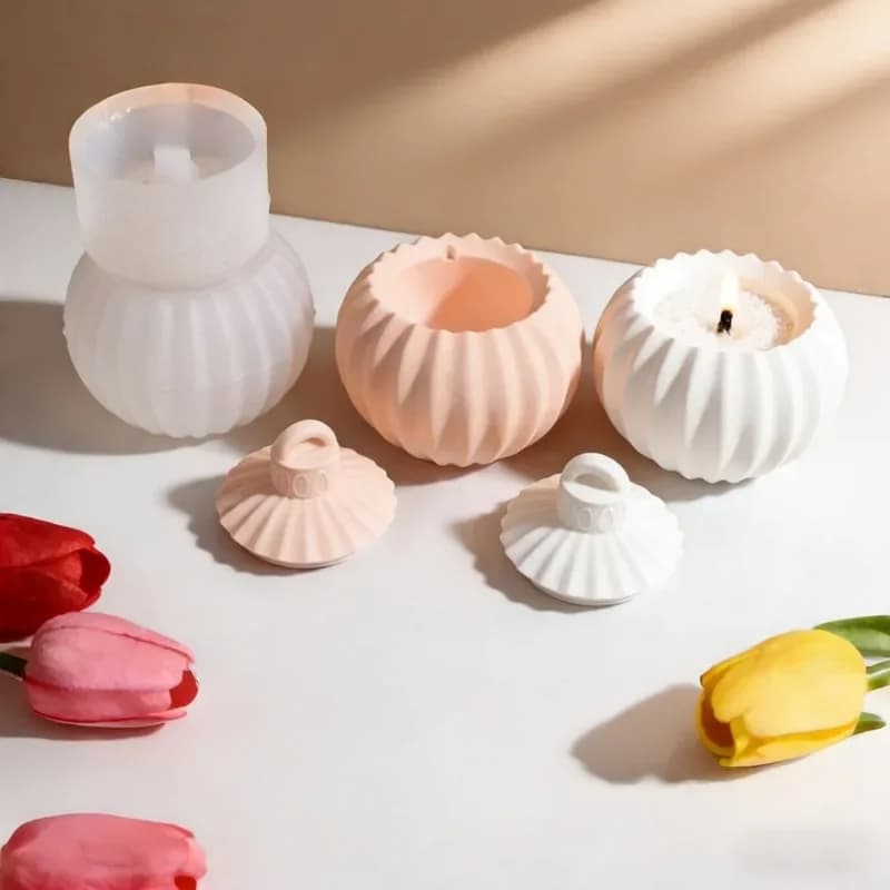 Premium Round Jar Silicone Mold with Lid, Easy Demold for DIY Plaster Storage Box, Jewelry Jar & Candle Cup Home Decor
