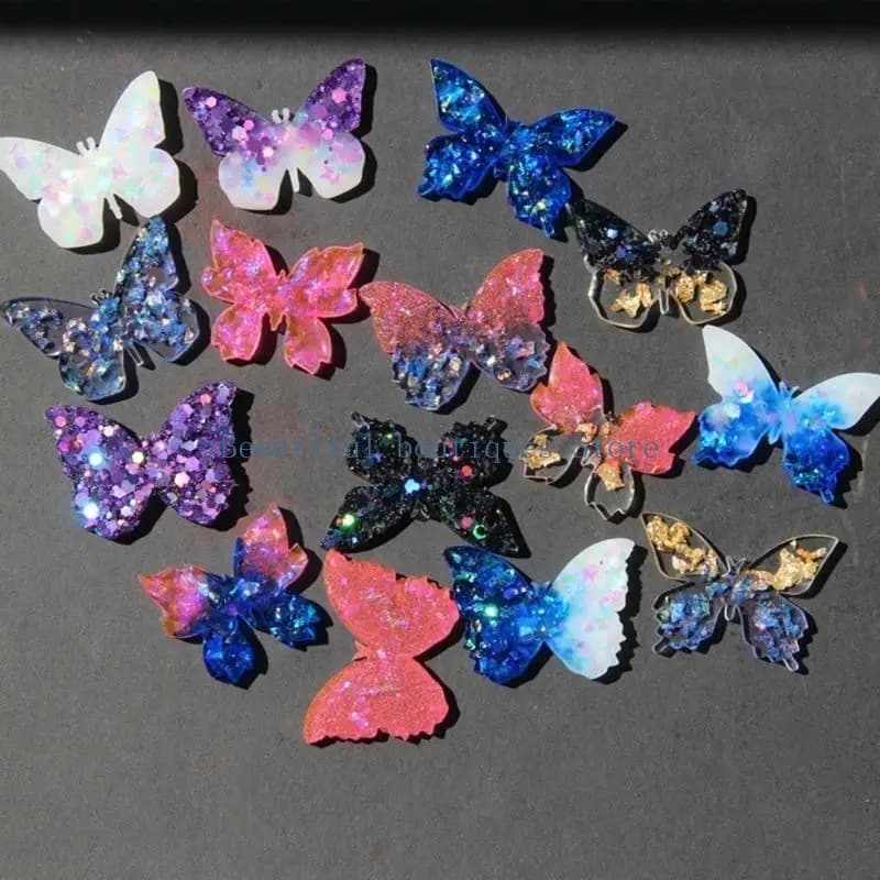 U4LF Stampo in resina epossidica cristallo Farfalla Orecchini Pendenti Stampo per colata Stampo in silicone Artigianato per