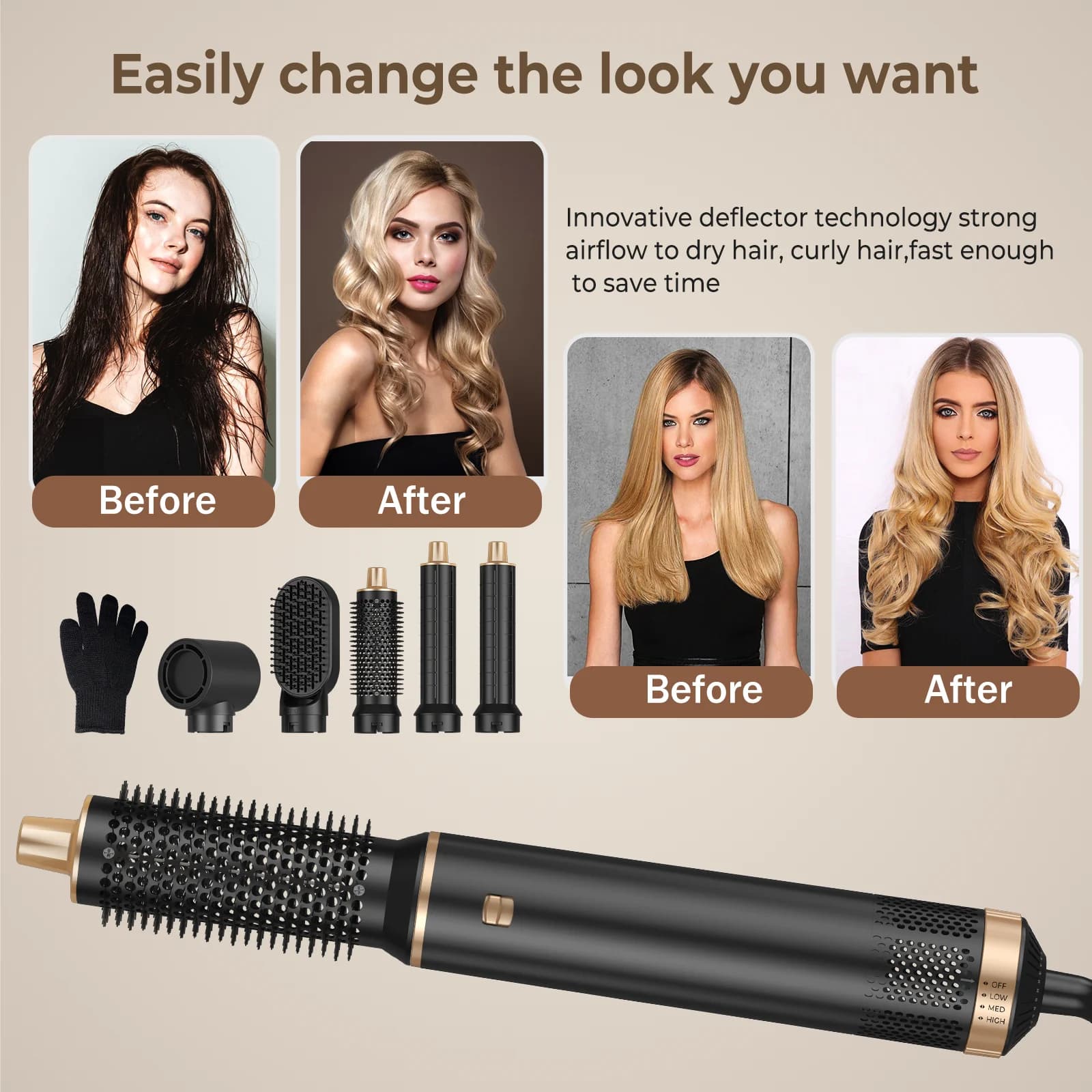 5 in 1 hot air brush hair dryer straightening bigodino Volumuzer electric comb easy to use brush for hair dryer