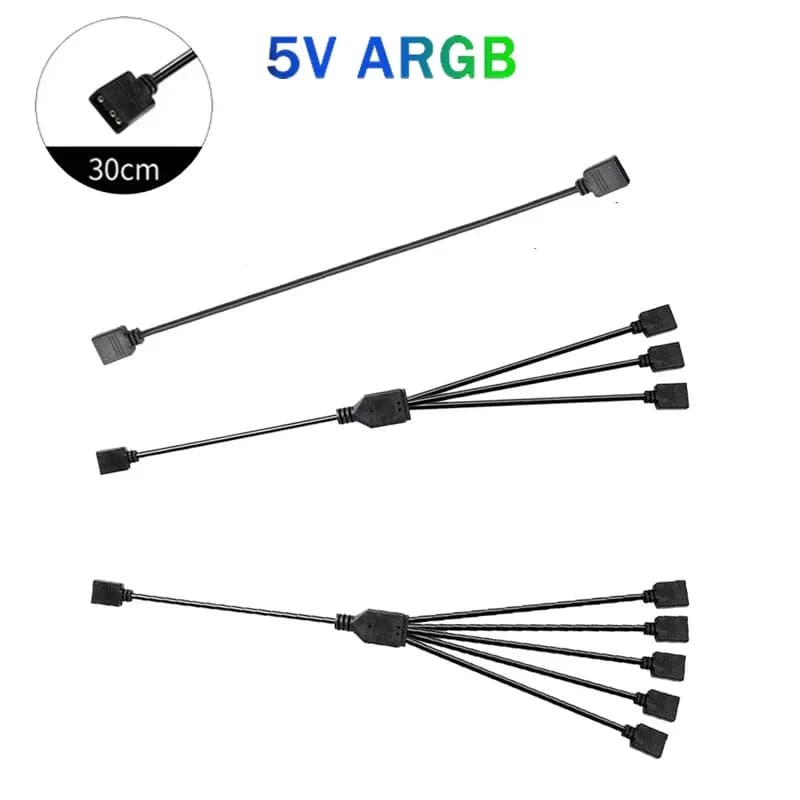 Cavo di prolunga splitter ARGB femmina-femmina indirizzabile a 3 pin da 5 V per estendere i ventole del computer del PC