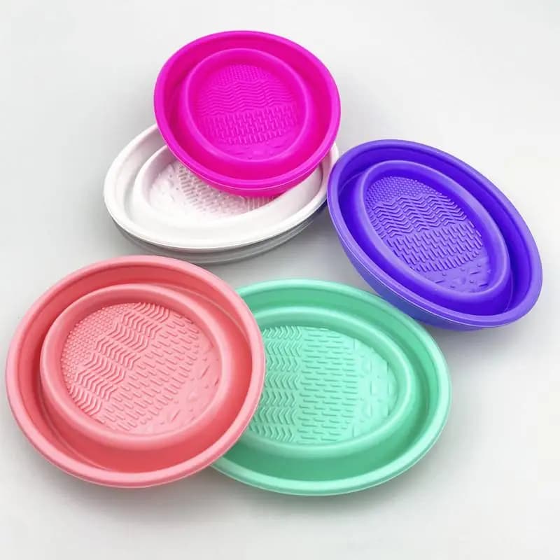 Foldable Cypriot Blow Cleaning Bowl Shade Brushes Clean Mat Silicone Makeup Brushes Soft Silicone Tool Box for Beauty Tools