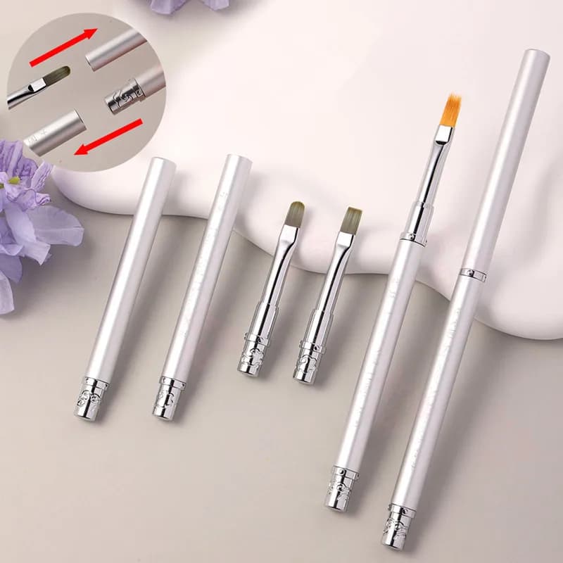 1/6PCS Double Head Metal Handle Nail Brush Liner Brush Painting Pen Gel Brush Crystal Nail Art Manicure