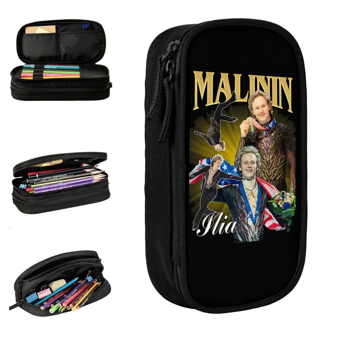 Astuccio per matite Ilia Malinin Quad Jump Legend, grazioso astuccio per penna per pattinaggio sul ghiaccio, per ragazza e ragazzo, con ampio spazio per riporre gli articoli scolastici, astucci regalo