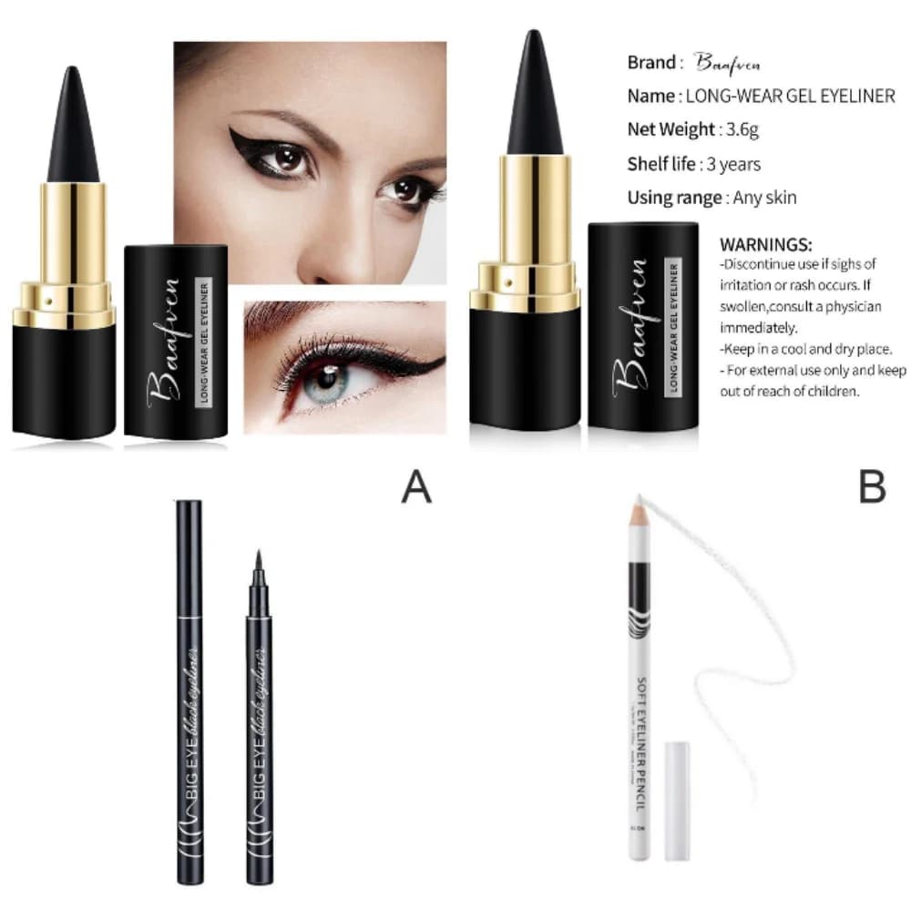 Eyeliner a Rapida Asciugatura, Gel Nero Antimacchia, Ombretto Impermeabile per Trucco Occhi Quotidiano a Lunga Durata, Strumento per il Make-up 2026 1pz