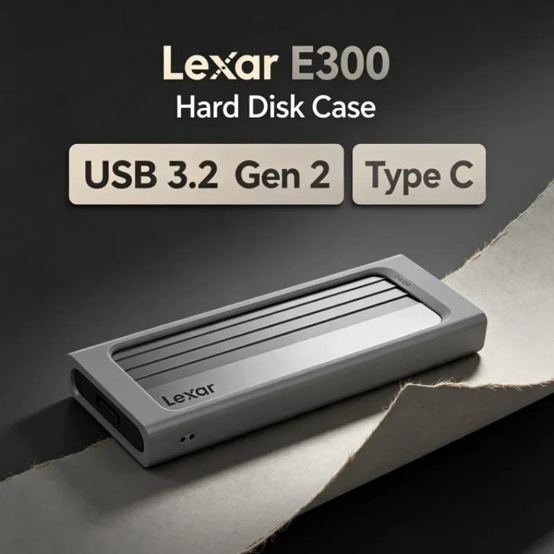 Lexar E300 M.2 SSD Enclosure NVMe SSD Storage Case USB 3.2 Gen 2 Type C for 2230/2242/2260/2280 Mobile Hard Disk