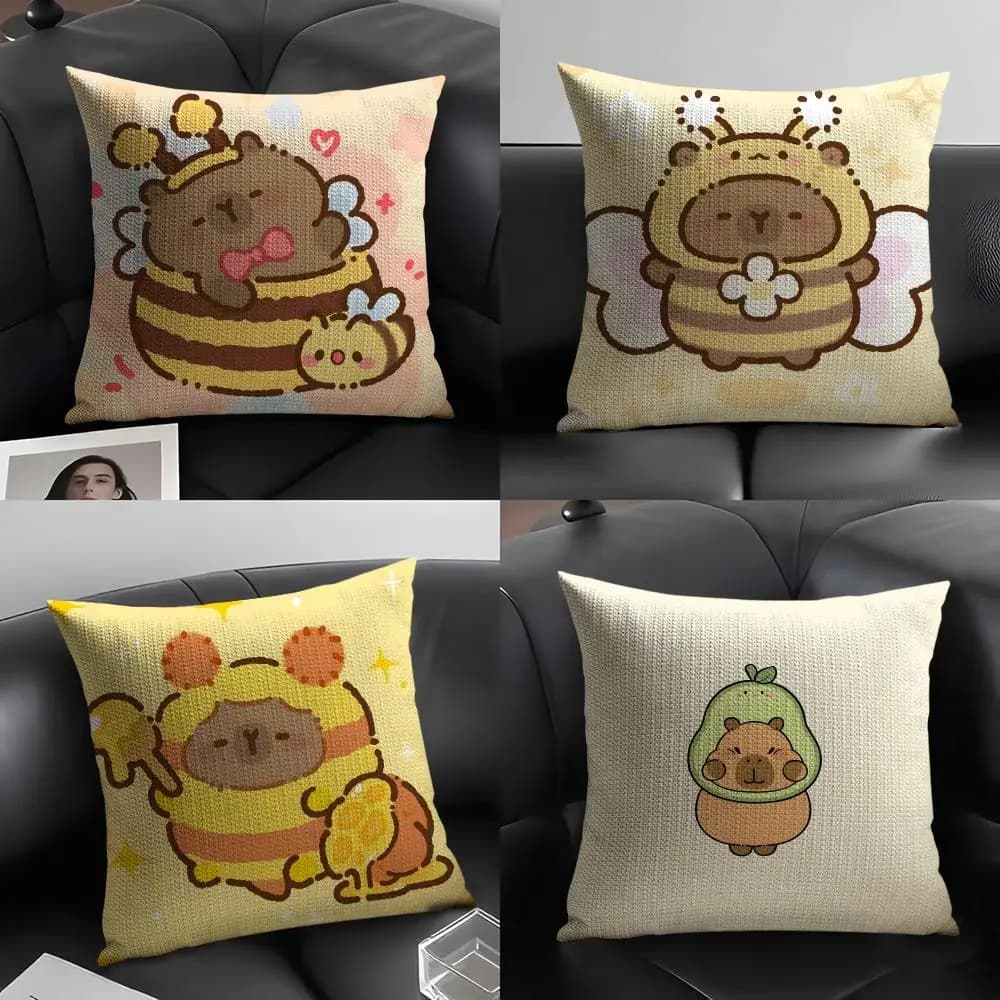 Federa per cuscino con motivo stampato a forma di simpatico animale dei cartoni animati Kapibala, per divano del soggiorno e decorazione della camera da letto