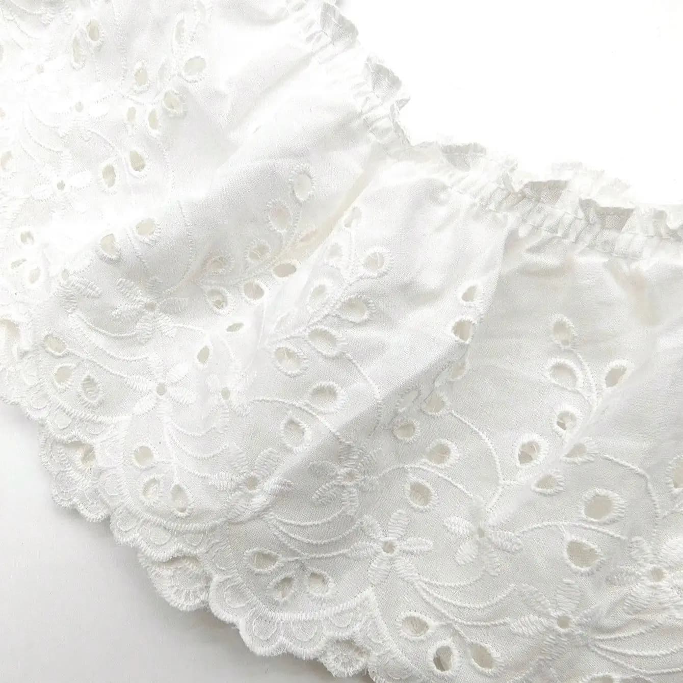1 yard perforated hollow cotton pleated lace width 12CM skirt edge decoration lace dress home textile embroidery accessories