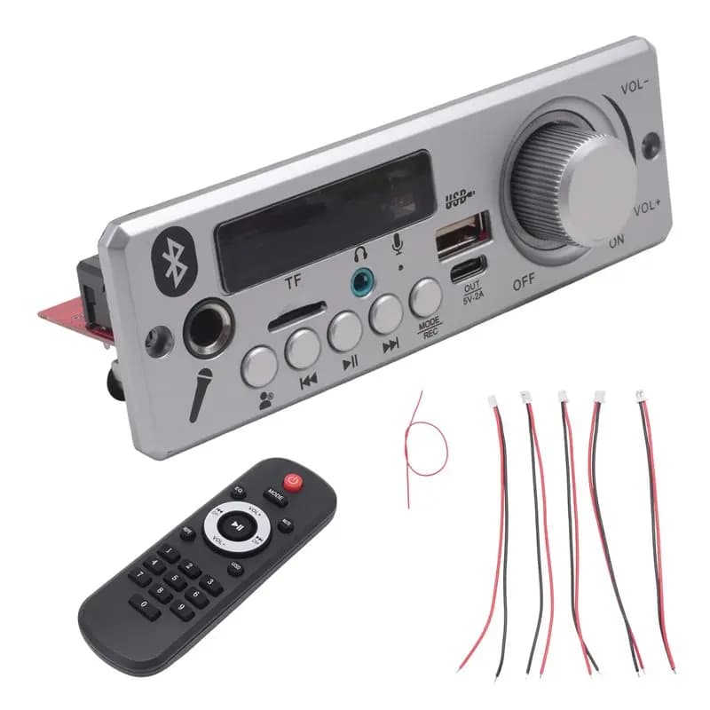 Scheda Decoder MP3 WAV Bluetooth A29F con Amplificatore 80W, Microfono Vivavoce per Auto, USB, TF, Radio FM, Lettore MP3, Altoparlante, DC 12V