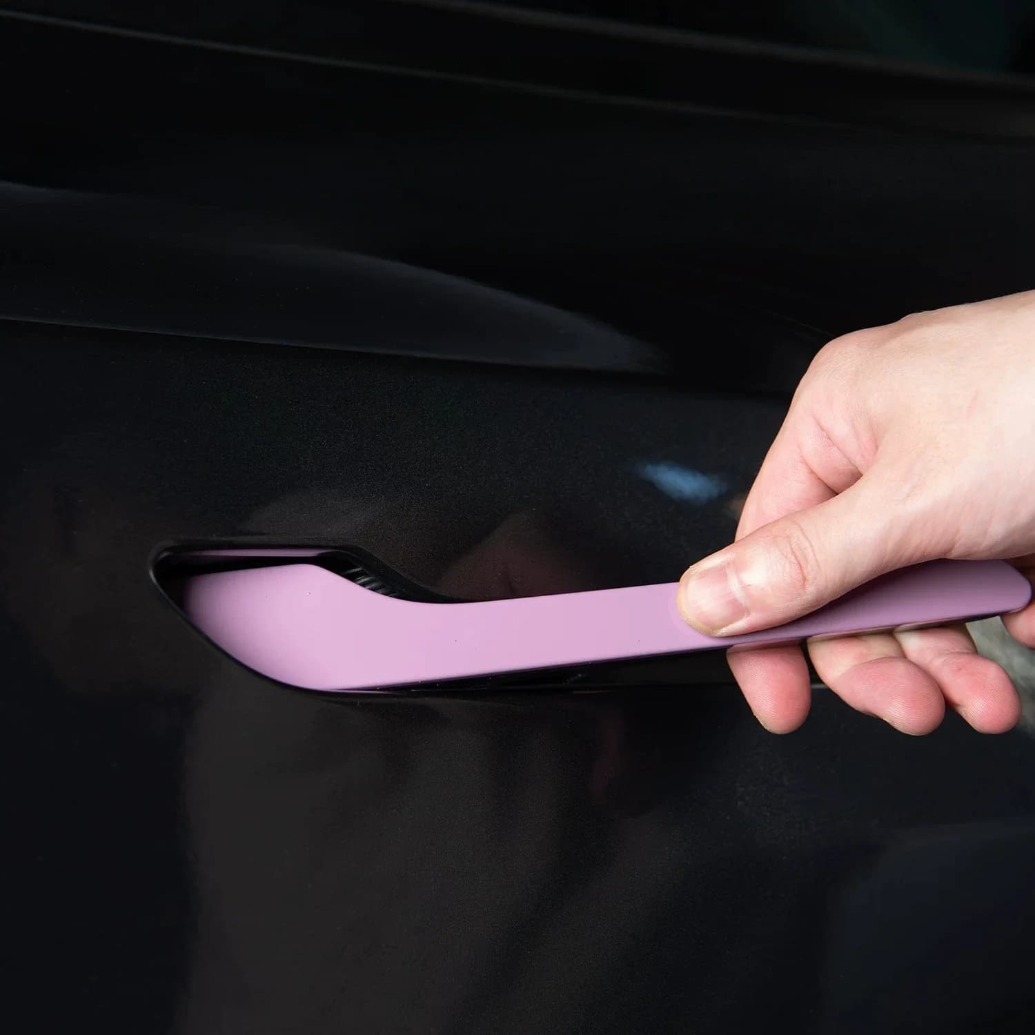 For Door Handle Trim Cover, Mirror Anti‑Collision Strip & YL Camera Protector Cap Fit For New‑Look Tesla Model Y / Model 3