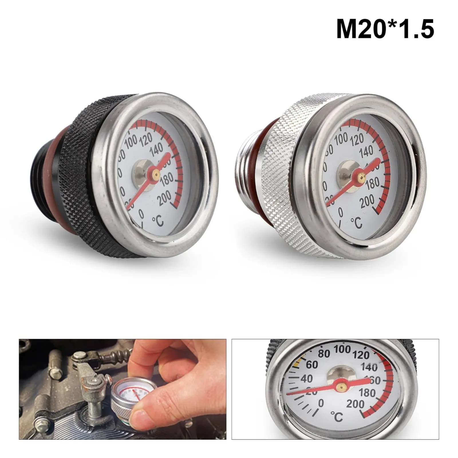 Indicatore di Temperatura Olio per Moto, Termometro Compatto per Motore M20 1.5, Resistente al Calore per Garage e Officina