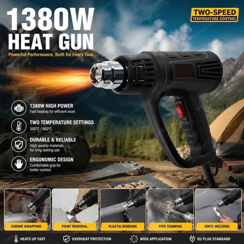 Due livelli di temperatura regolabile, pistola termica professionale, adatta per la rimozione domestica di vernice e pellicola termoretraibile in plastica.