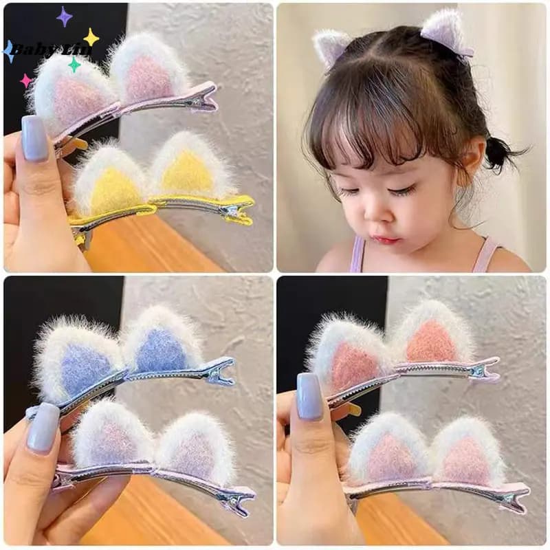 2 pz/set nuovo carino solido orecchie di coniglio clip per neonate fatte a mano Kawaii Barrettes copricapi accessori per capelli per bambini