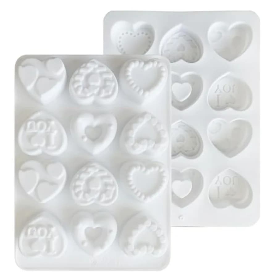 2 Stampi in Silicone a Forma di Cuore per Caramelle, Stampo Antiaderente per Cioccolatini di San Valentino, per DIY Cioccolato, Caramelle Gommose, Cubetti di Ghiaccio