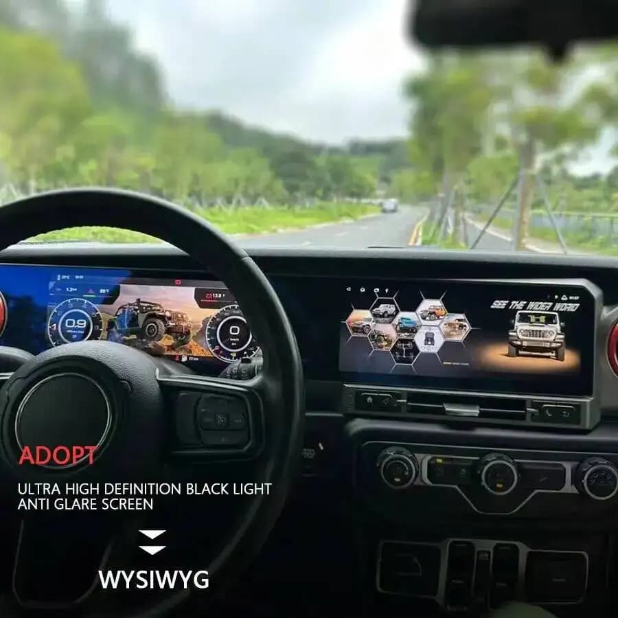 Lettore multimediale per auto Android Auto con doppio schermo da 24,6 pollici, Carplay per Jeep Wrangler 2018-2022, stereo, navigazione, Bluetooth, autoradio