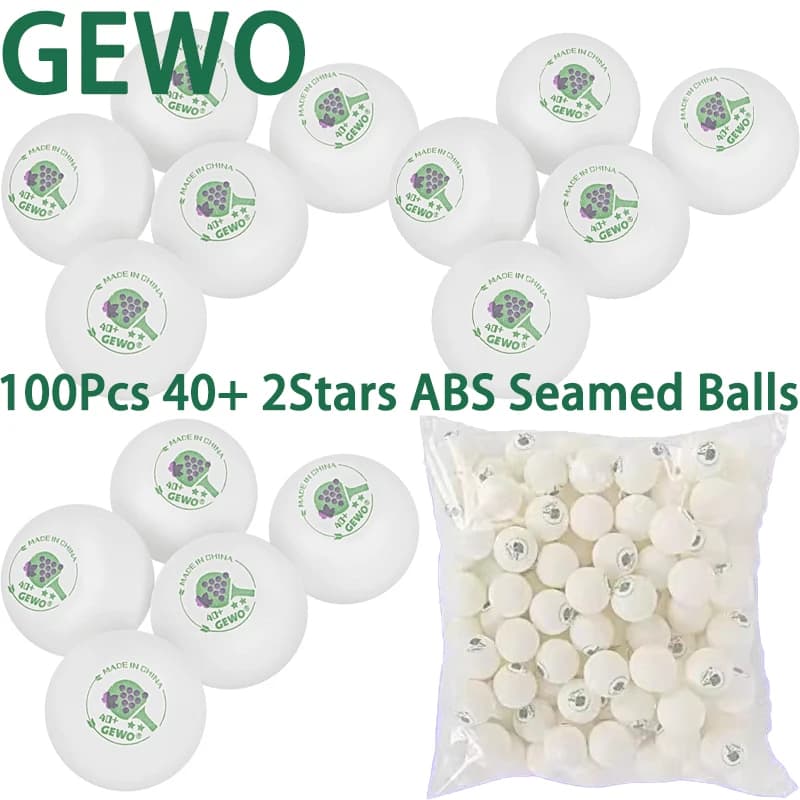 Palline da ping pong da 100 pezzi/pacco GEWO 40+ palla da ping pong con cucitura in ABS a 2 stelle per l'allenamento durevole ad alta tonnellanza e rimbalzo