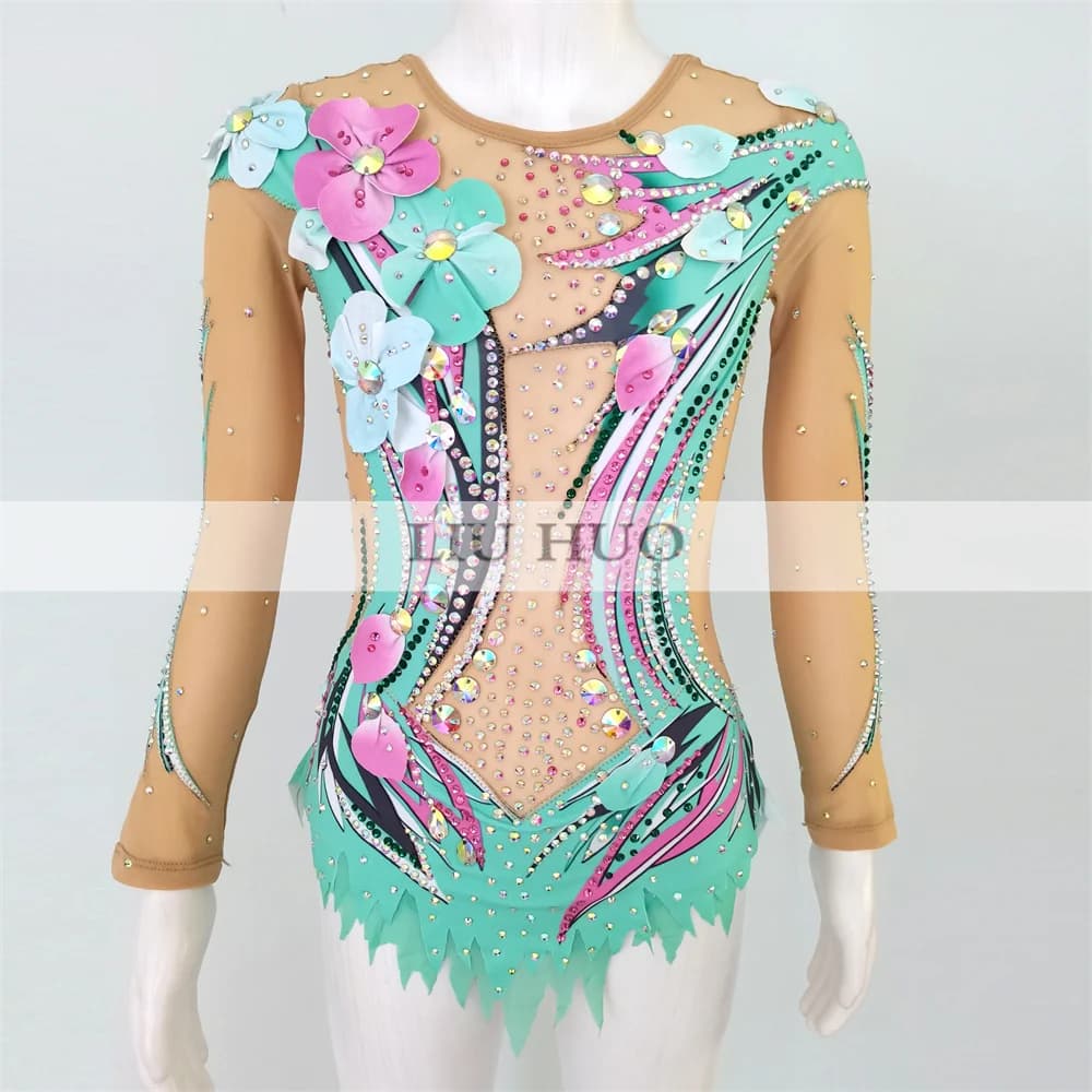 LIUHUO Personalizza Vestito da Pattinaggio di Figura Ragazza delle Donne Prestazioni sul Ghiaccio Ginnastica Ritmica Concorso Body Costume da Ballo Adolescenti