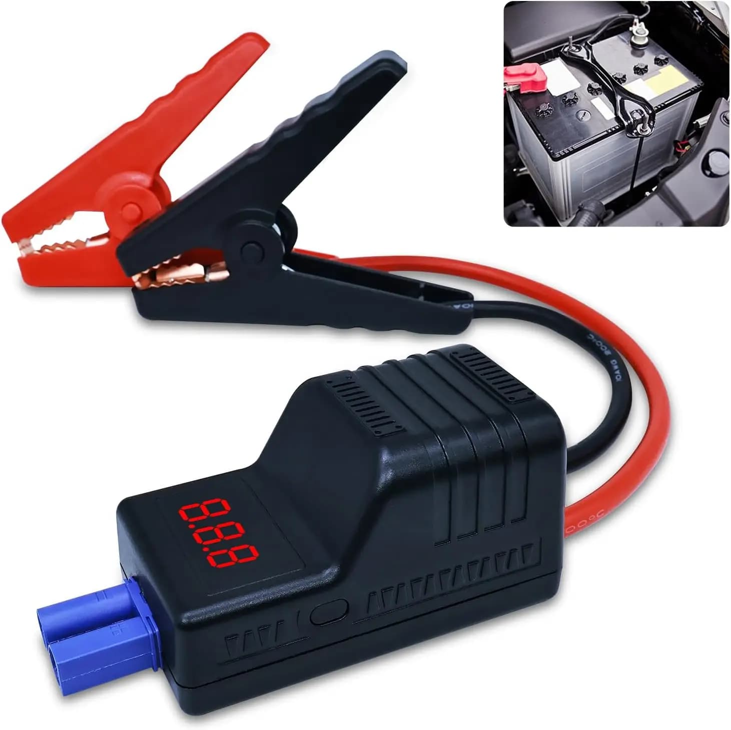 Morsetti per Avviamento d'Emergenza Intelligenti con Schermo LCD, Picco di 1500A per Batterie Auto 12V, Cavi a Coccodrillo Durevoli di Ricambio