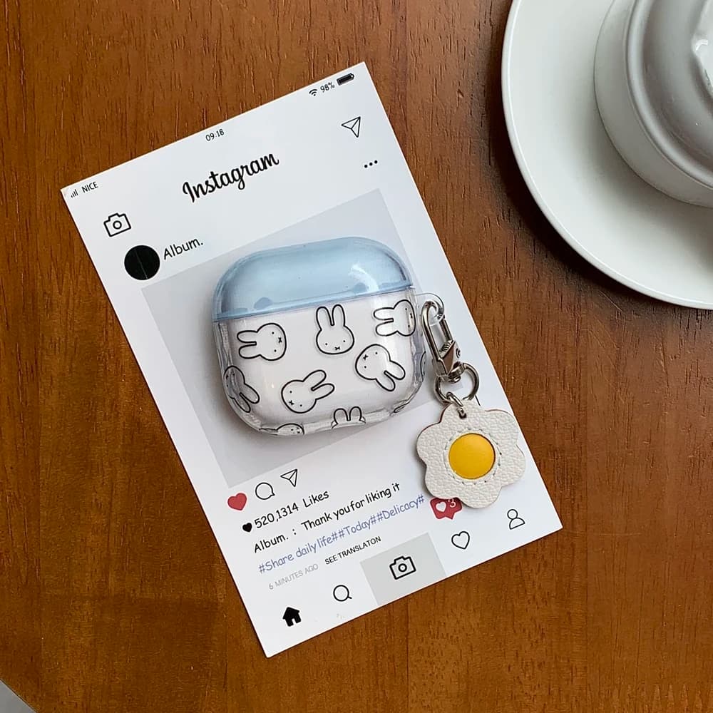 Cartoon Miffy Rabbit Cute Transparent Earphone Case For Airpods 4 2 3 1 Pro 3 2 Wireless Bluetooth Headset Protective Soft Cover