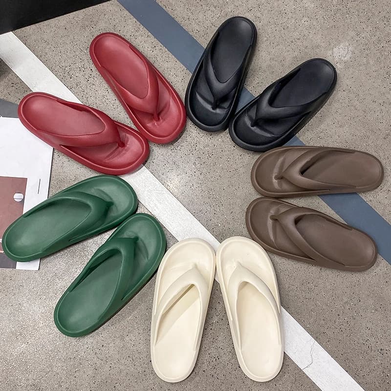 Couple Thick Sole Flip Flops Summer Non-slip Outer Wear Beach Sandals For Men Women Bathroom Indoor Outdoor Casual Slippers