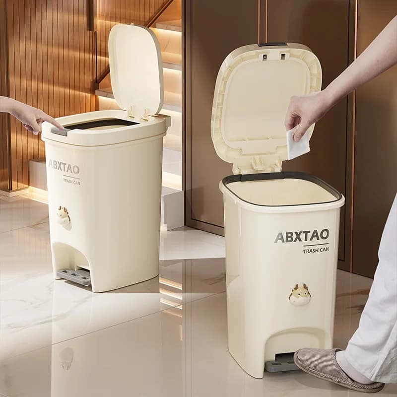 Large Capacity Foot Pedal Double Opening Kitchen Bathroom Living Room Bedroom Trash Can Home Use Waste Bin Dustbin Garbage Can