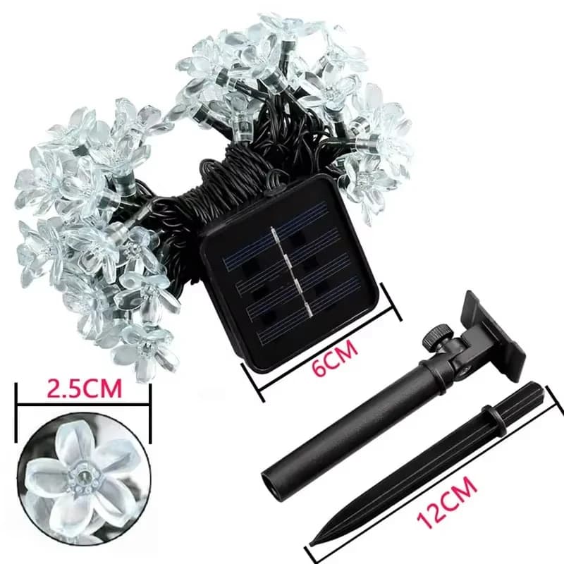 Lampada solare fiore di pesco 22M 200 LEDS Alimentazione LED String Lucine Ghirlande solari Decorazioni natalizie da giardino per esterni