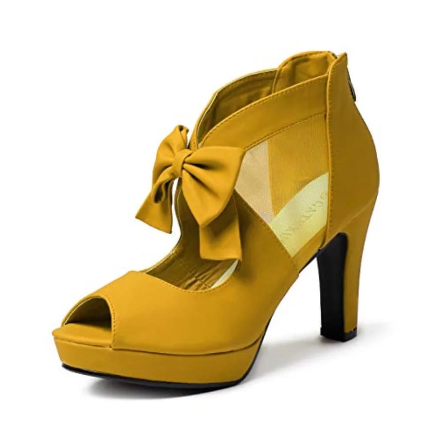GATUXUS Sandali con plateau e tacco alto da donna con fiocchi e cinturini, a punta aperta
